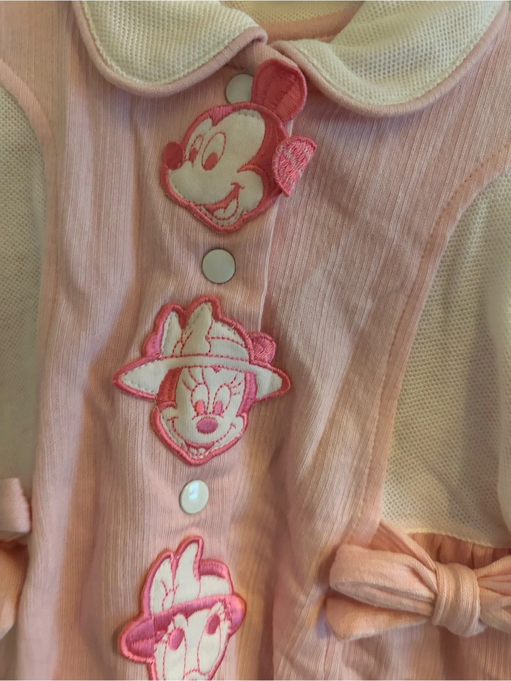 Vintage Disney Pink and White Baby Romper with Minnie Tag